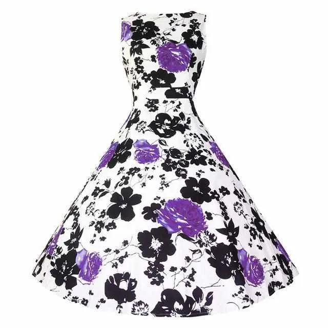 Floral Print Sleeveless Vintage Summer Dress