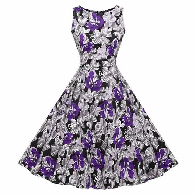 Floral Print Sleeveless Vintage Summer Dress