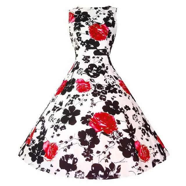 Floral Print Sleeveless Vintage Summer Dress