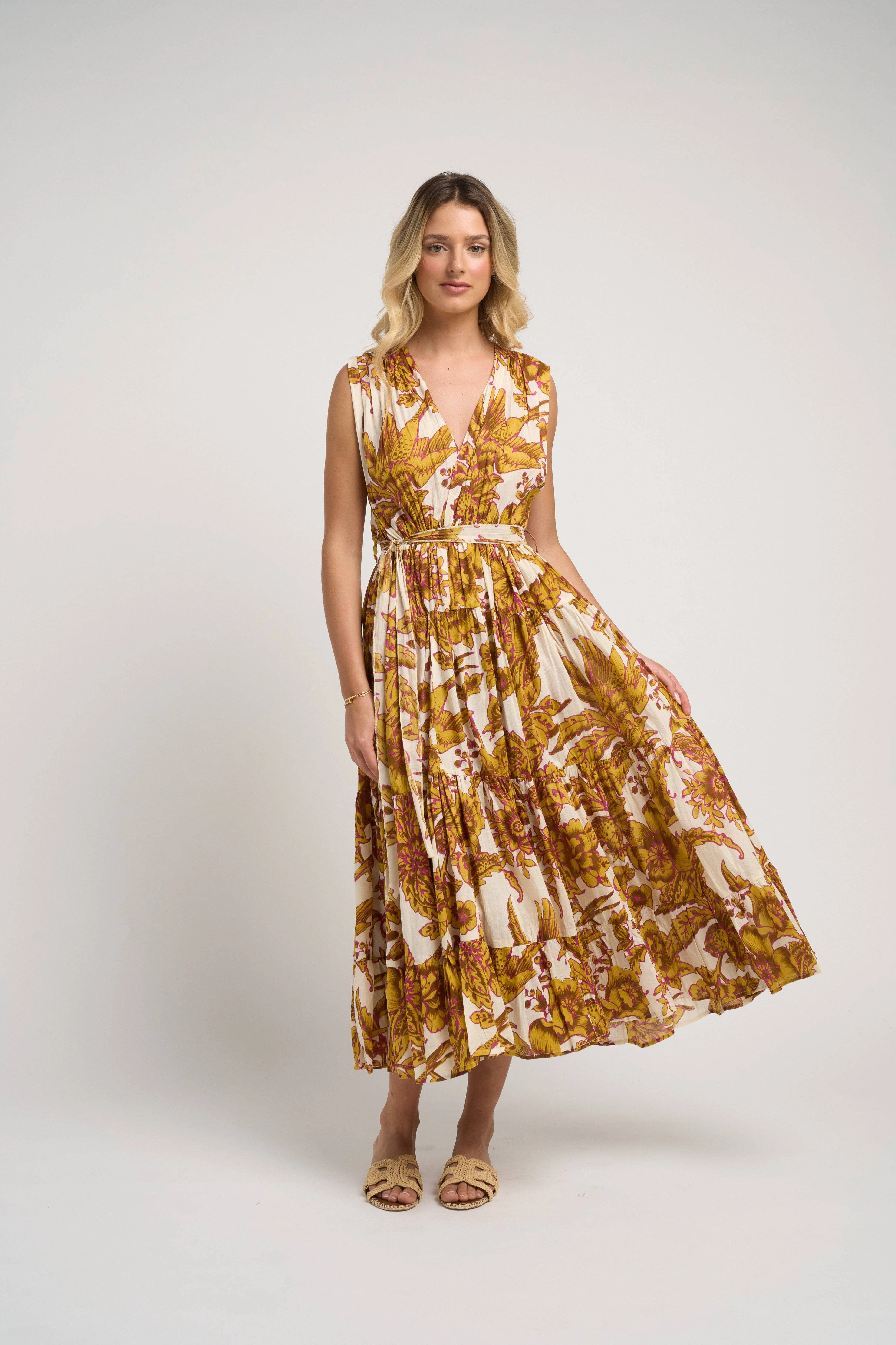 Air Comfort Tassel-Detail Emilia Dress Off Mustard