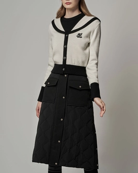 Bold Look Comfort Wear Quilted MIDI Skirt - Black