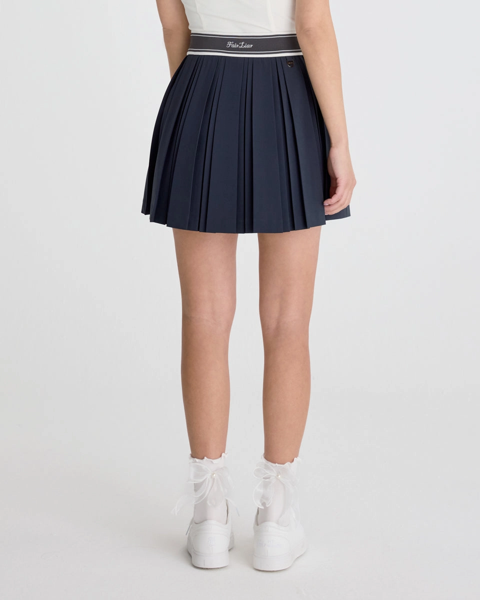 Relaxed Vibe Breezy Edge double pleated band skirt - Charcoal Grey