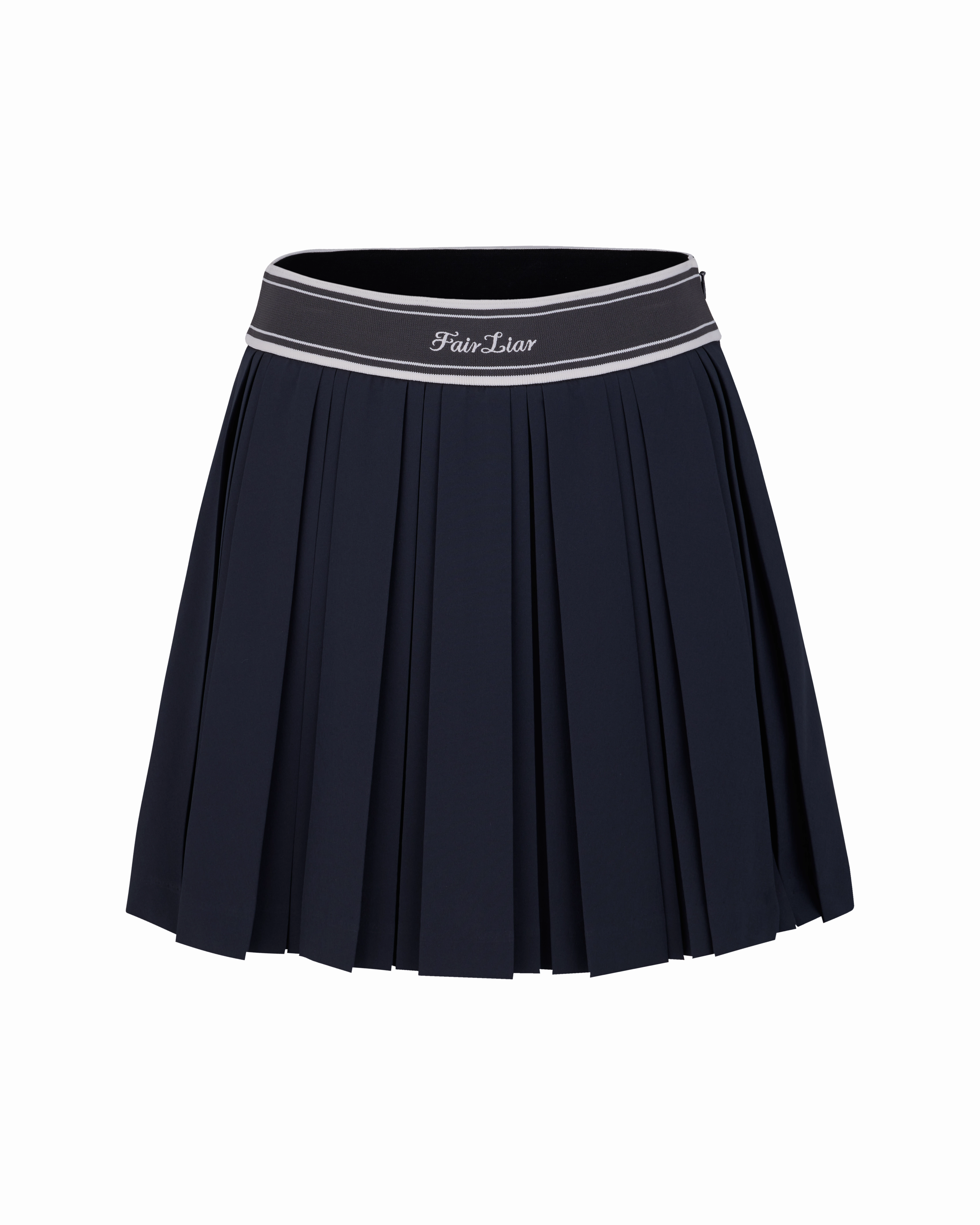 double pleated band skirt - Charcoal Grey Comfort Waistline