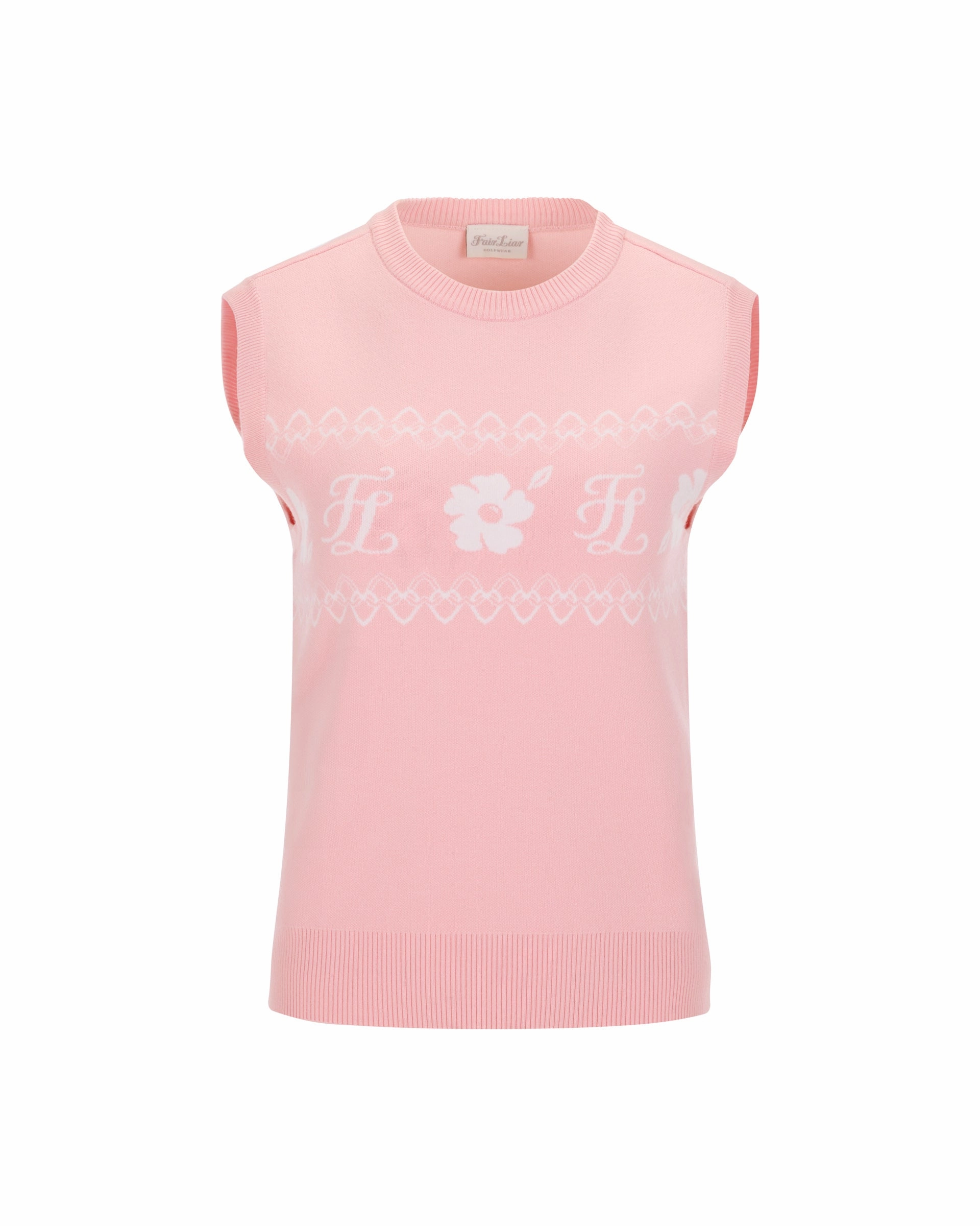 Flower Jacquard Knit Vest - Pink Eco Friendly Material