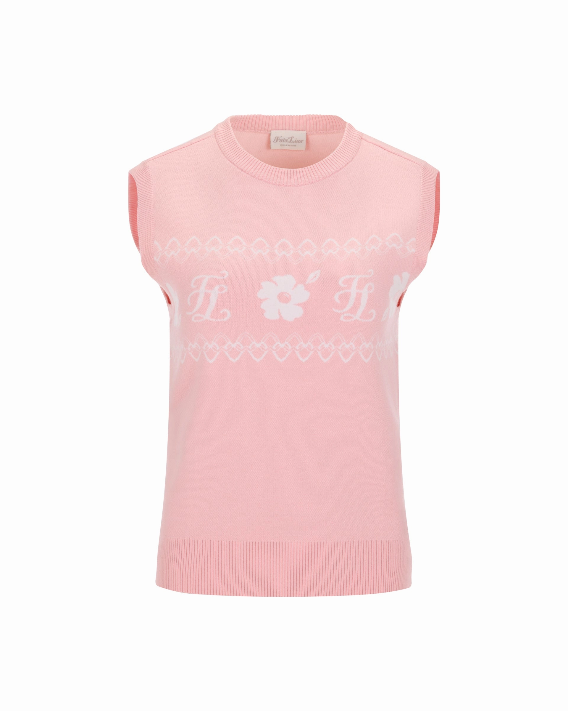 Flower Jacquard Knit Vest - Pink LightweightLayeringSystem