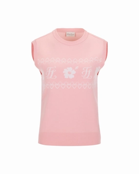 Flower Jacquard Knit Vest - Pink LightweightLayeringSystem