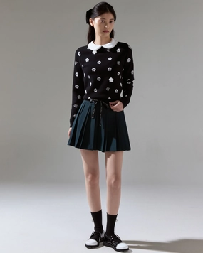 Flower Point Jacquard Knit - Black Odor Resistant Material Bold Design