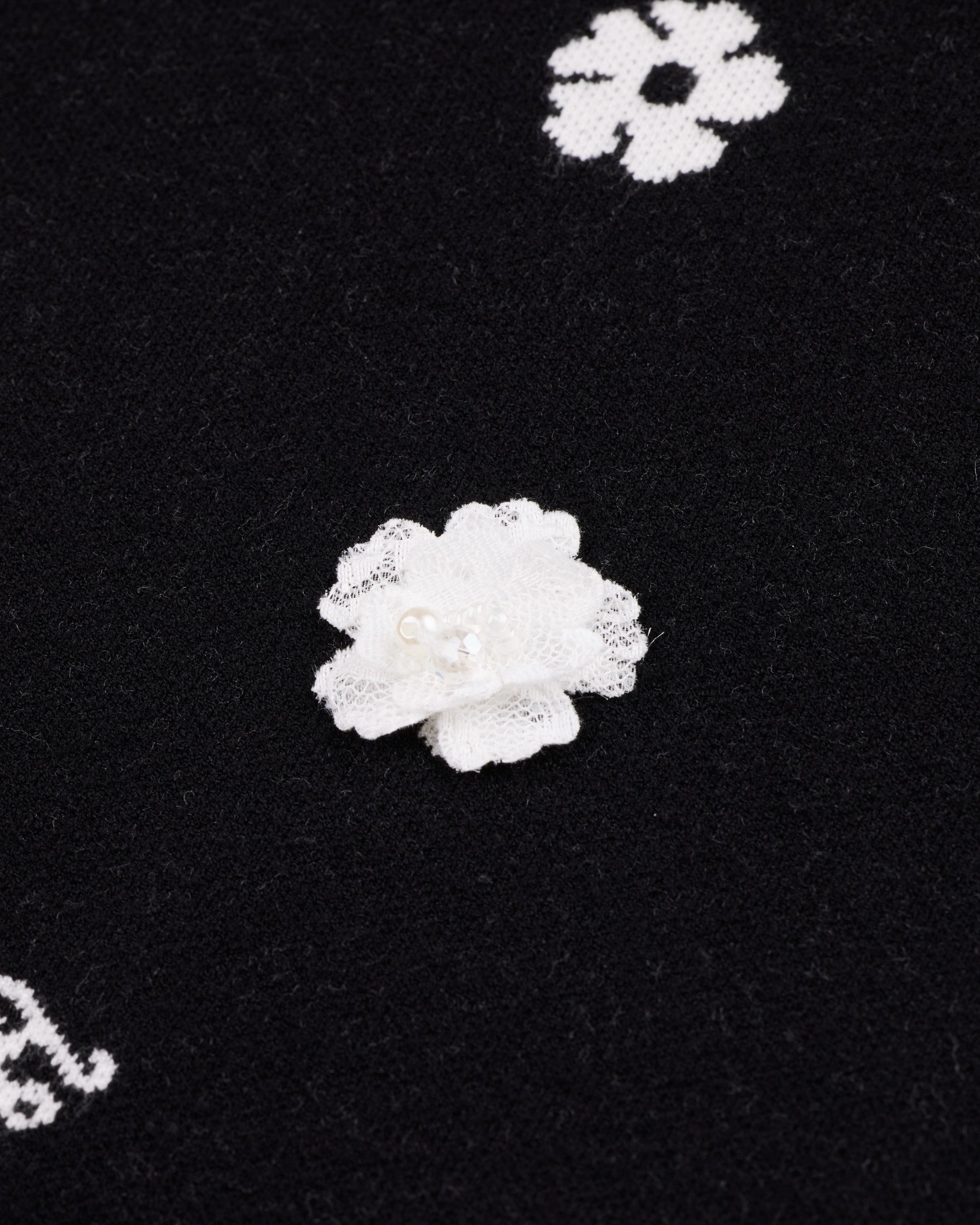 Flower Point Jacquard Knit - Black AntiStatic Material