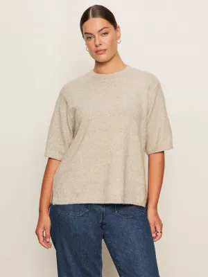 Antimicrobial Finish DroppedShoulder Perfect Sweater Tee Heather Pearl Extended Sizing