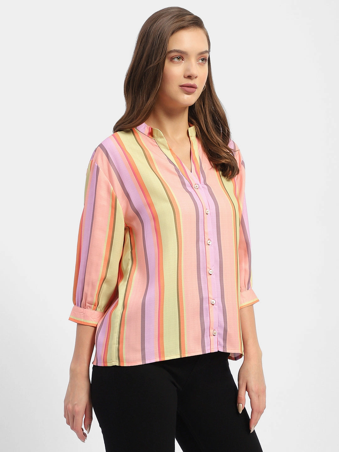Airflow Ventilation Zones Flexible Knit Blend Madame Striped Orange Regular Top
