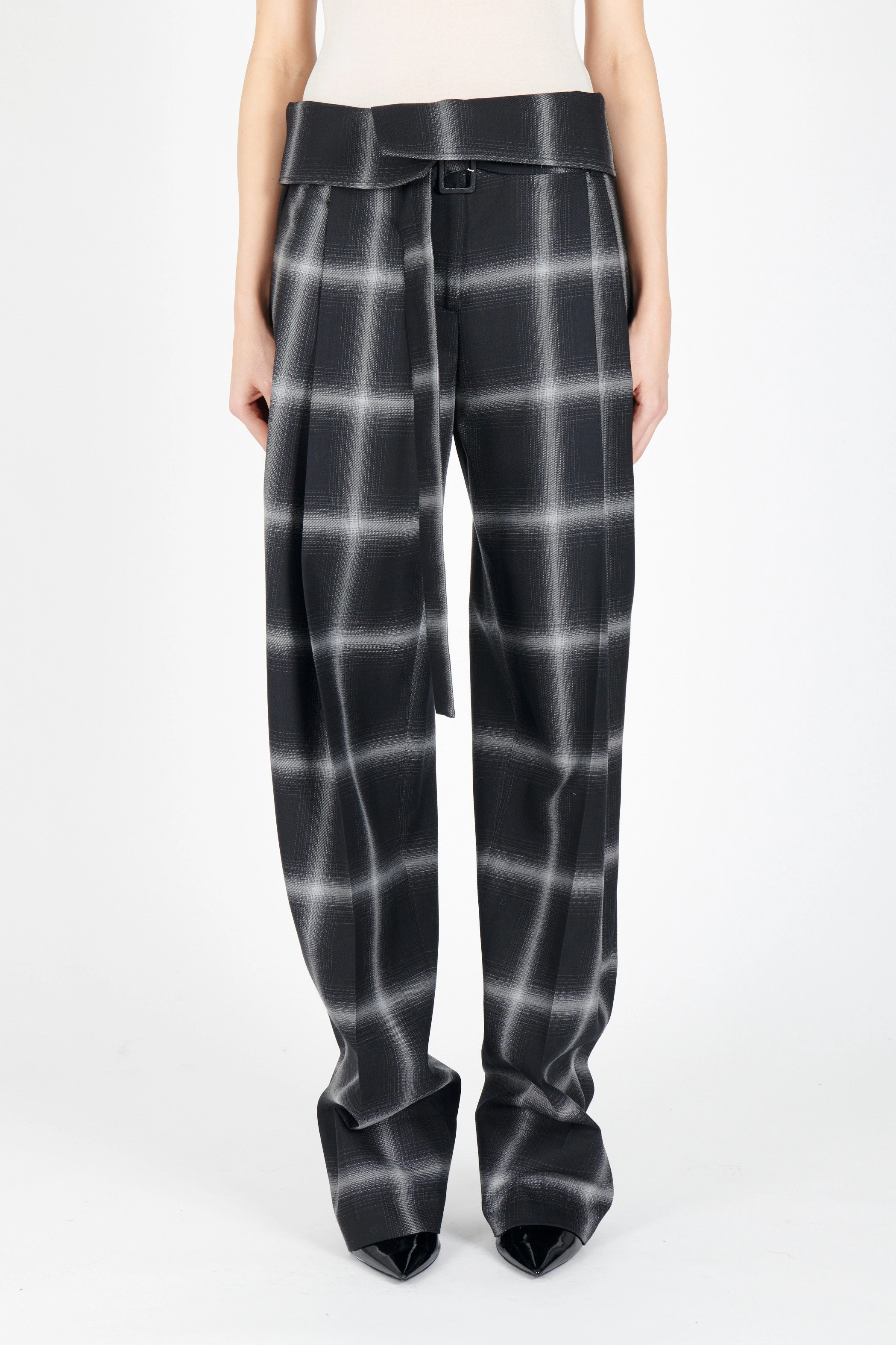 No Fuss Fold Over Plaid Pant