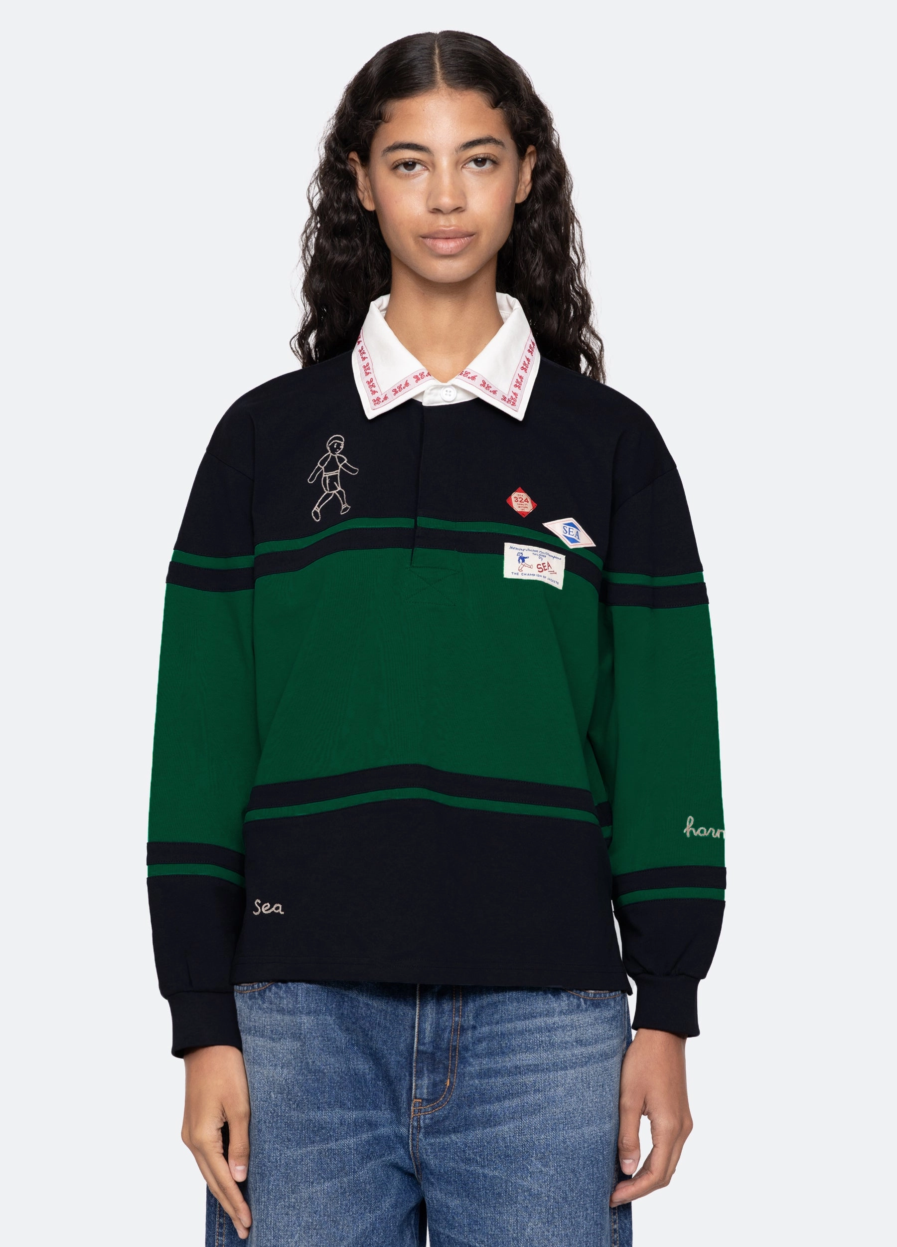 Ribbed Hemline Carolyn L/S Rugby Shirt