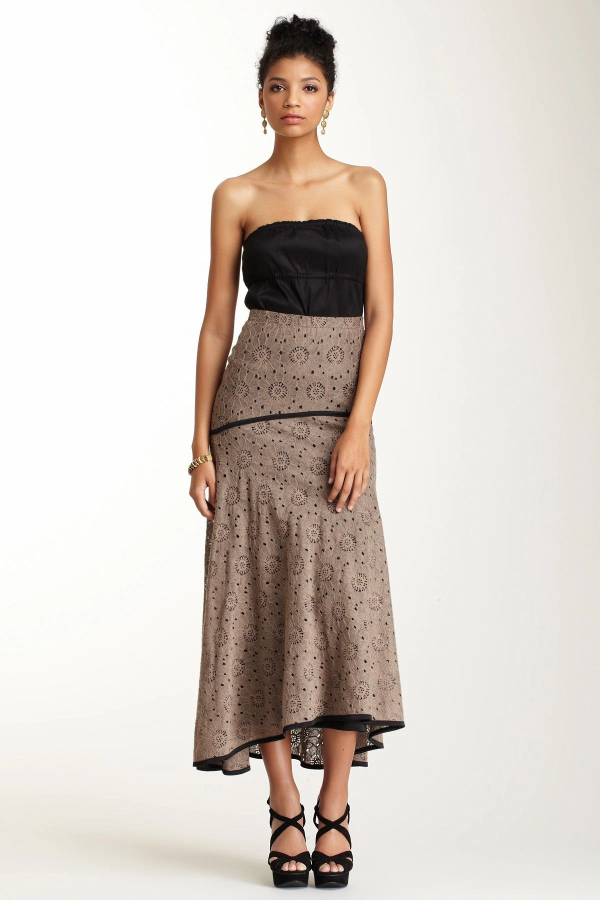 Quick Fit Long Lace Skirt - Putty