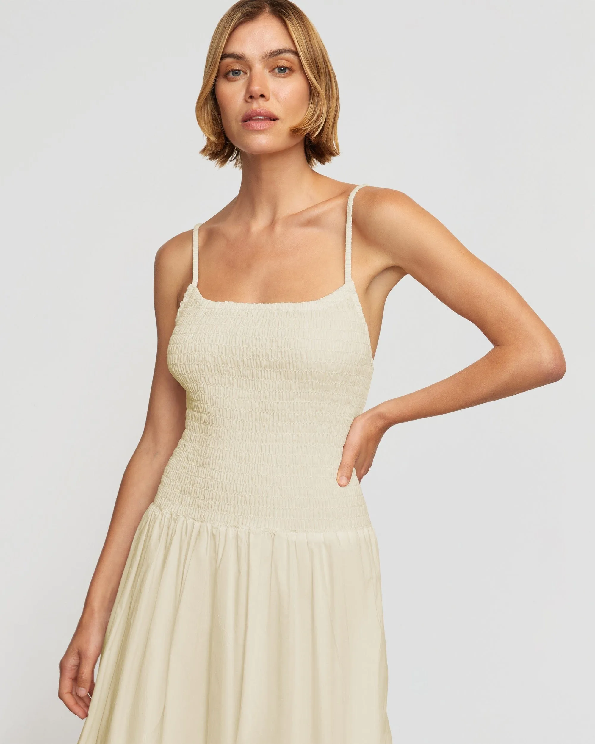 Sculpted Fit Venus Smocked Midi Dress