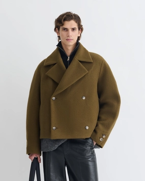 Hiroto - Cropped Felted Wool Peacoat - Wood law