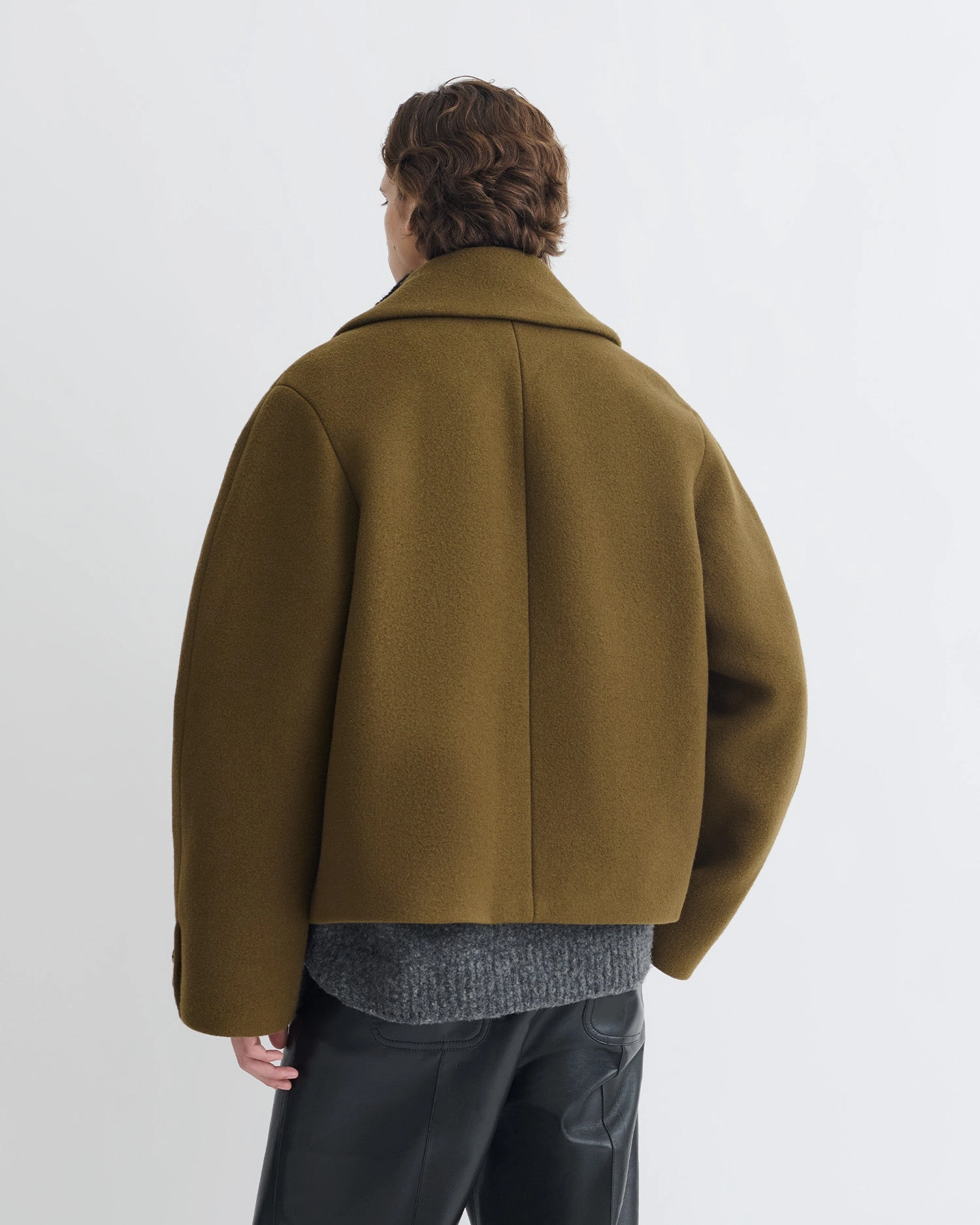 epoch Hiroto - Cropped Felted Wool Peacoat - Wood