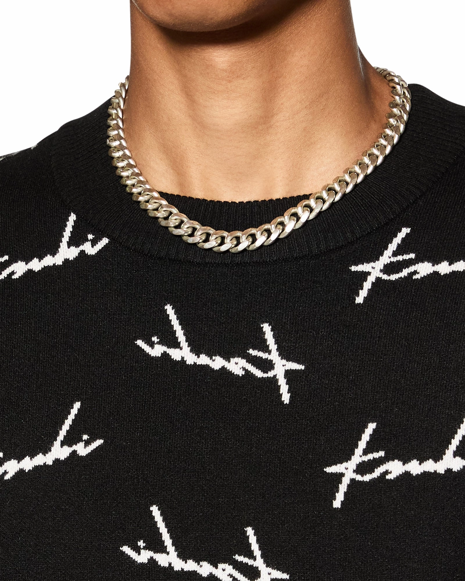 Compact Weave Fabric SKRIPT KNIT CREW BLACK