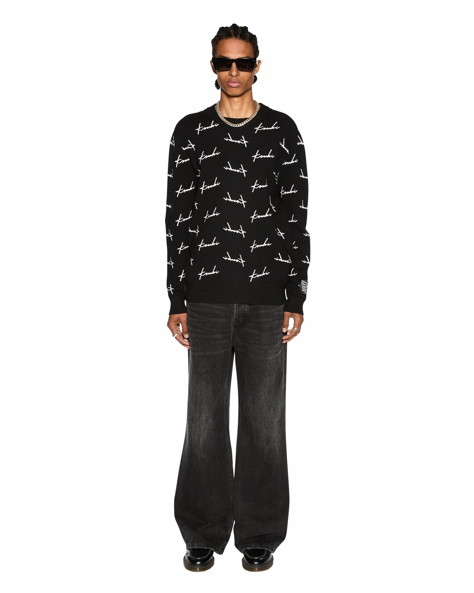 SKRIPT KNIT CREW BLACK Reflective Accent Stripes