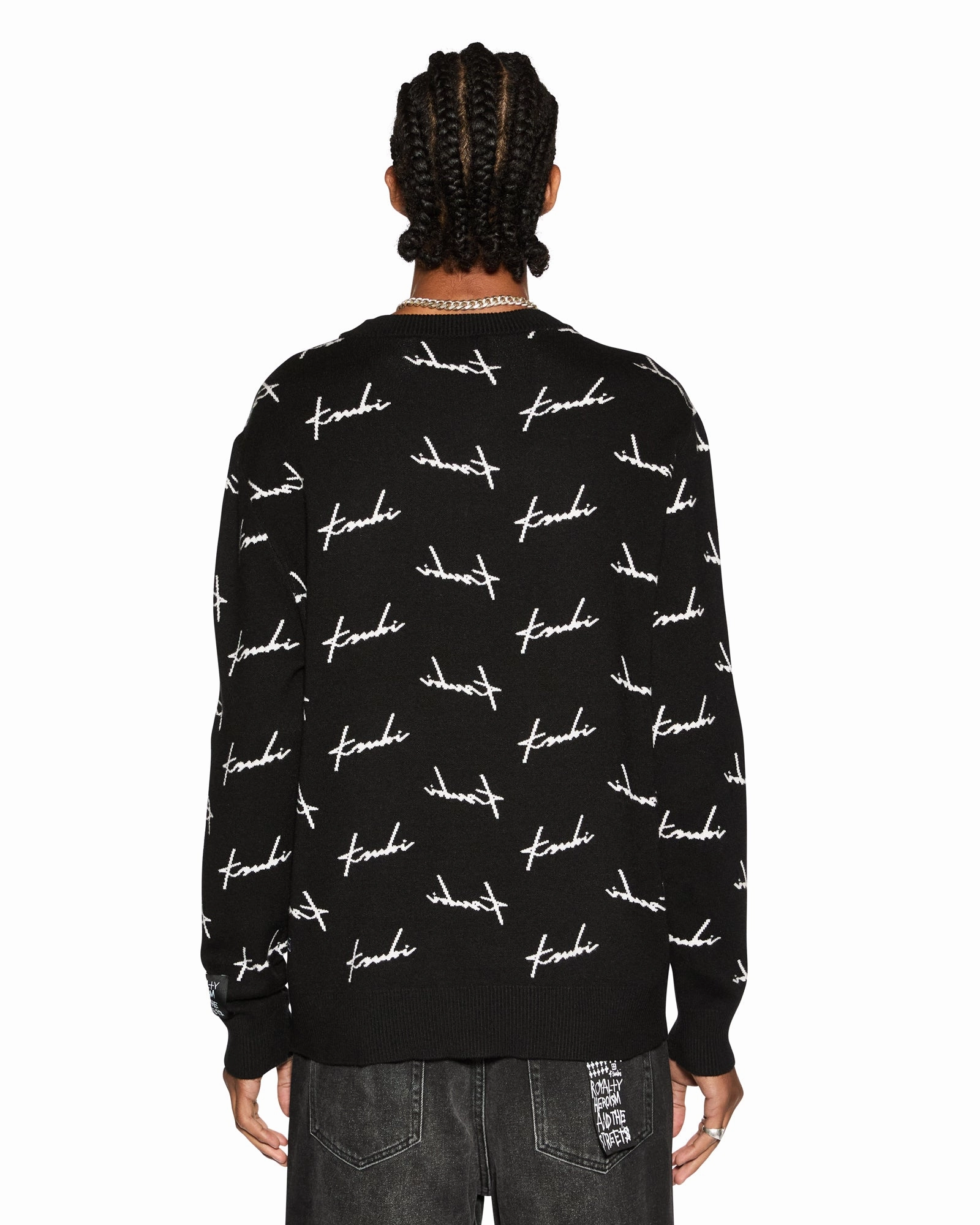 SKRIPT KNIT CREW BLACK Layered Collar System