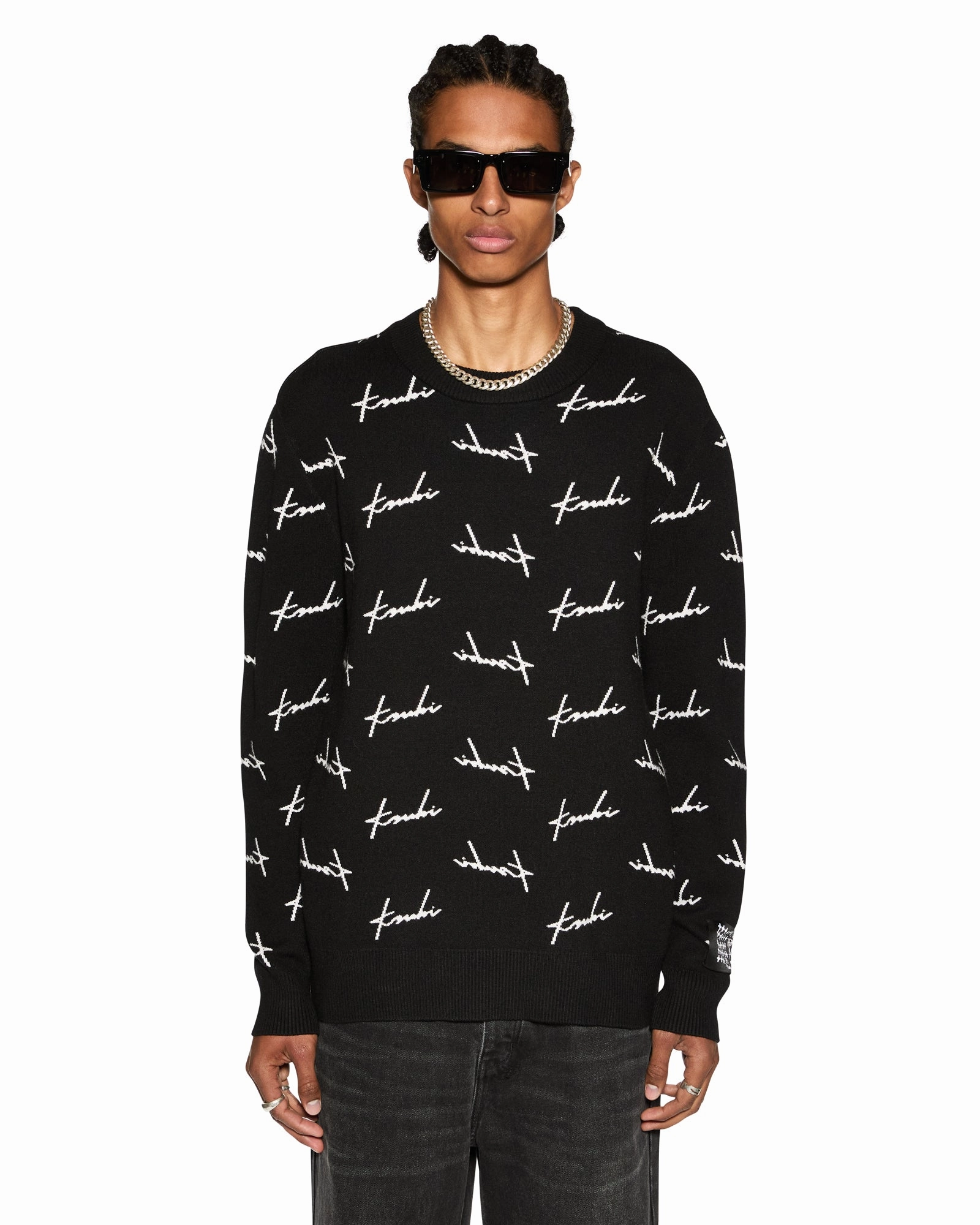 TailoredCut SKRIPT KNIT CREW BLACK