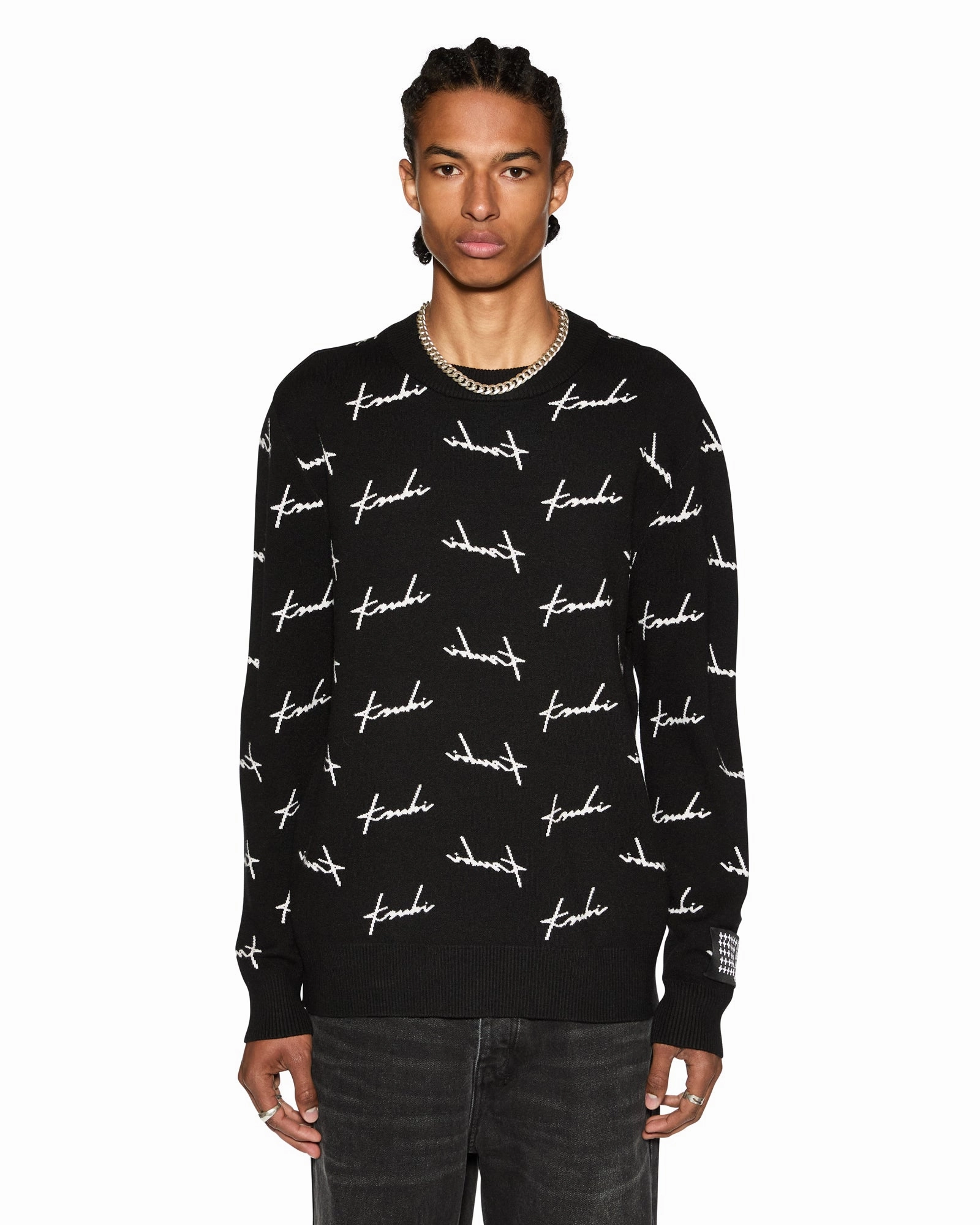 UV Protective Coating Non Chafing Edges SKRIPT KNIT CREW BLACK
