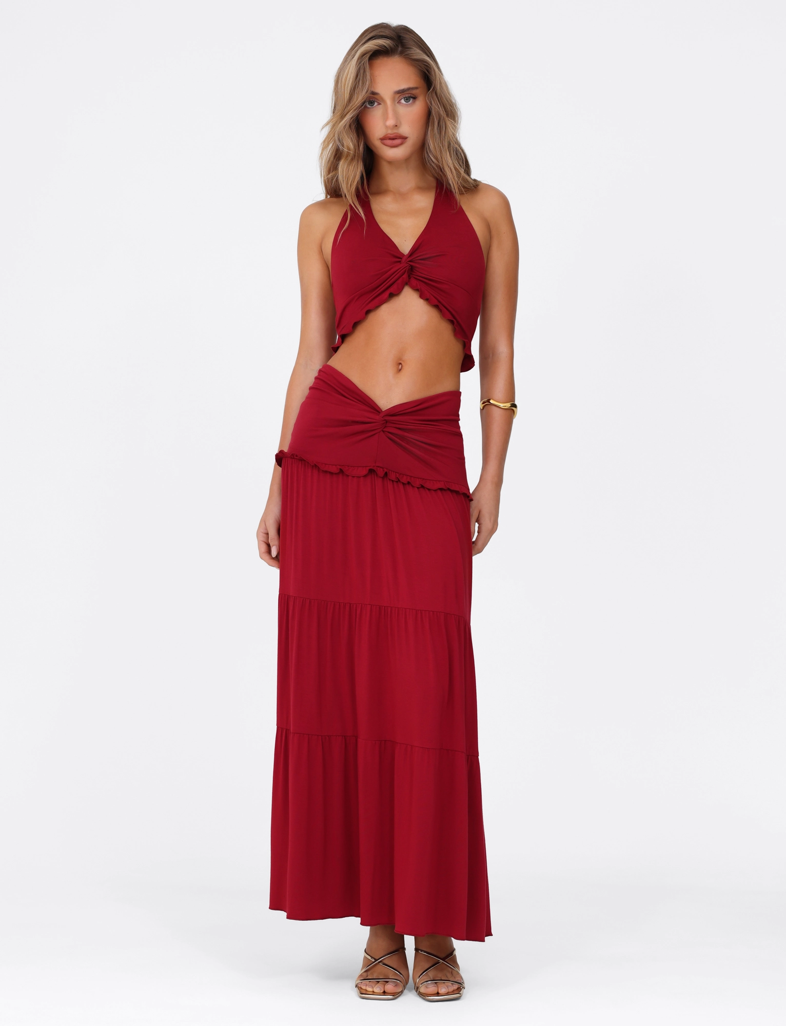 BondedEdges KATYA HALTER TOP - RED