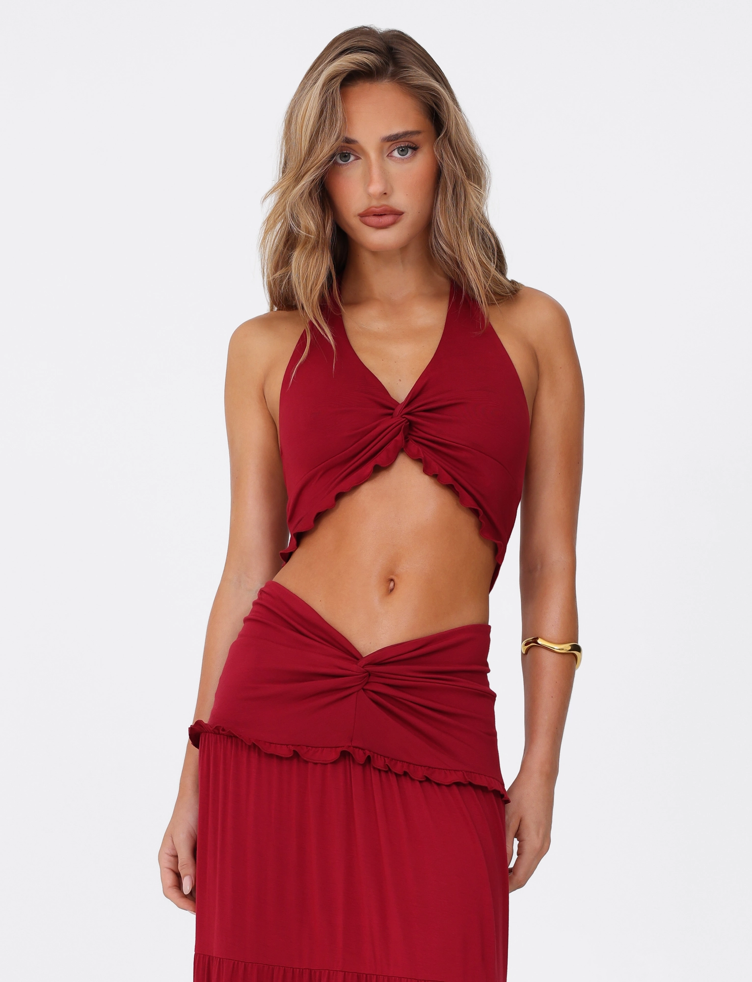 HighDensity Knit KATYA HALTER TOP - RED