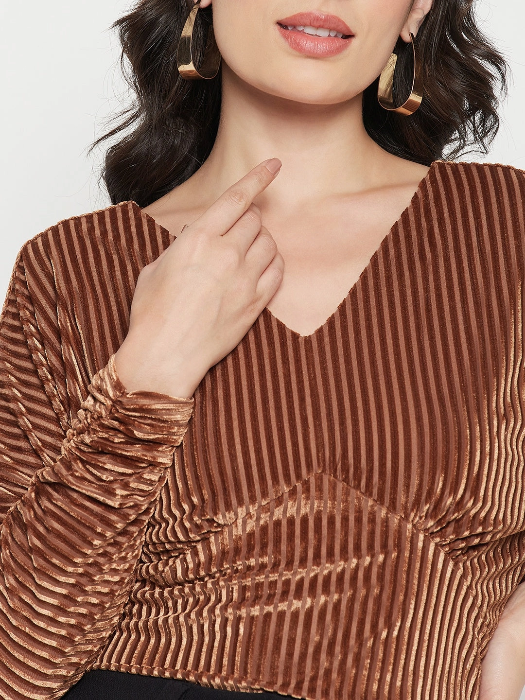 Madame Tan Striped Crop Top Tagless Labeling