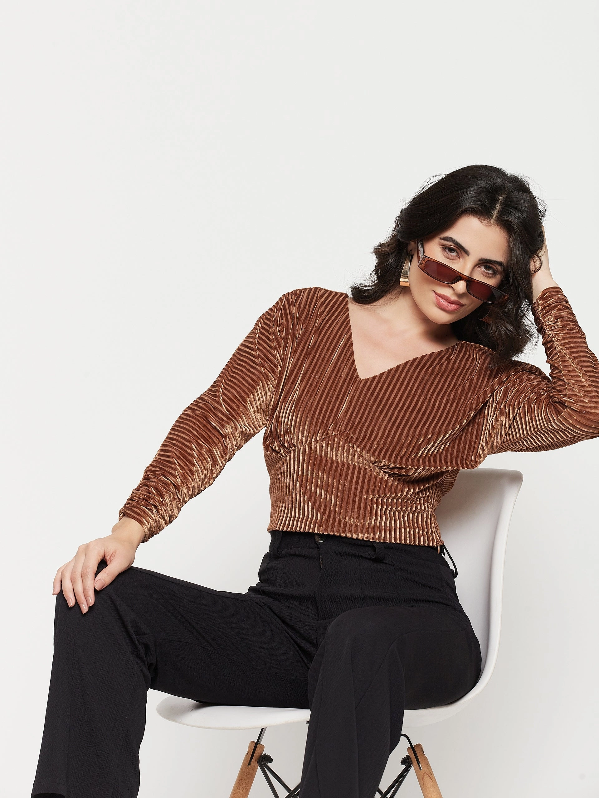 Madame Tan Striped Crop Top ThermalRegulating