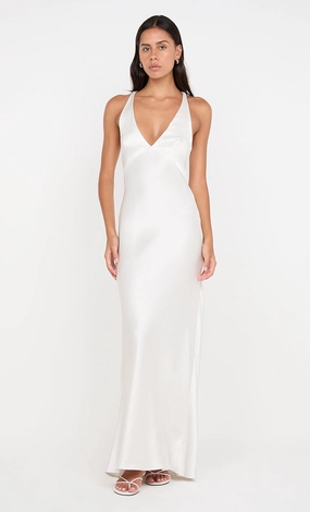 THE DREAMER V NECK DRESS - IVORY Urban Spirit Neutral Mood