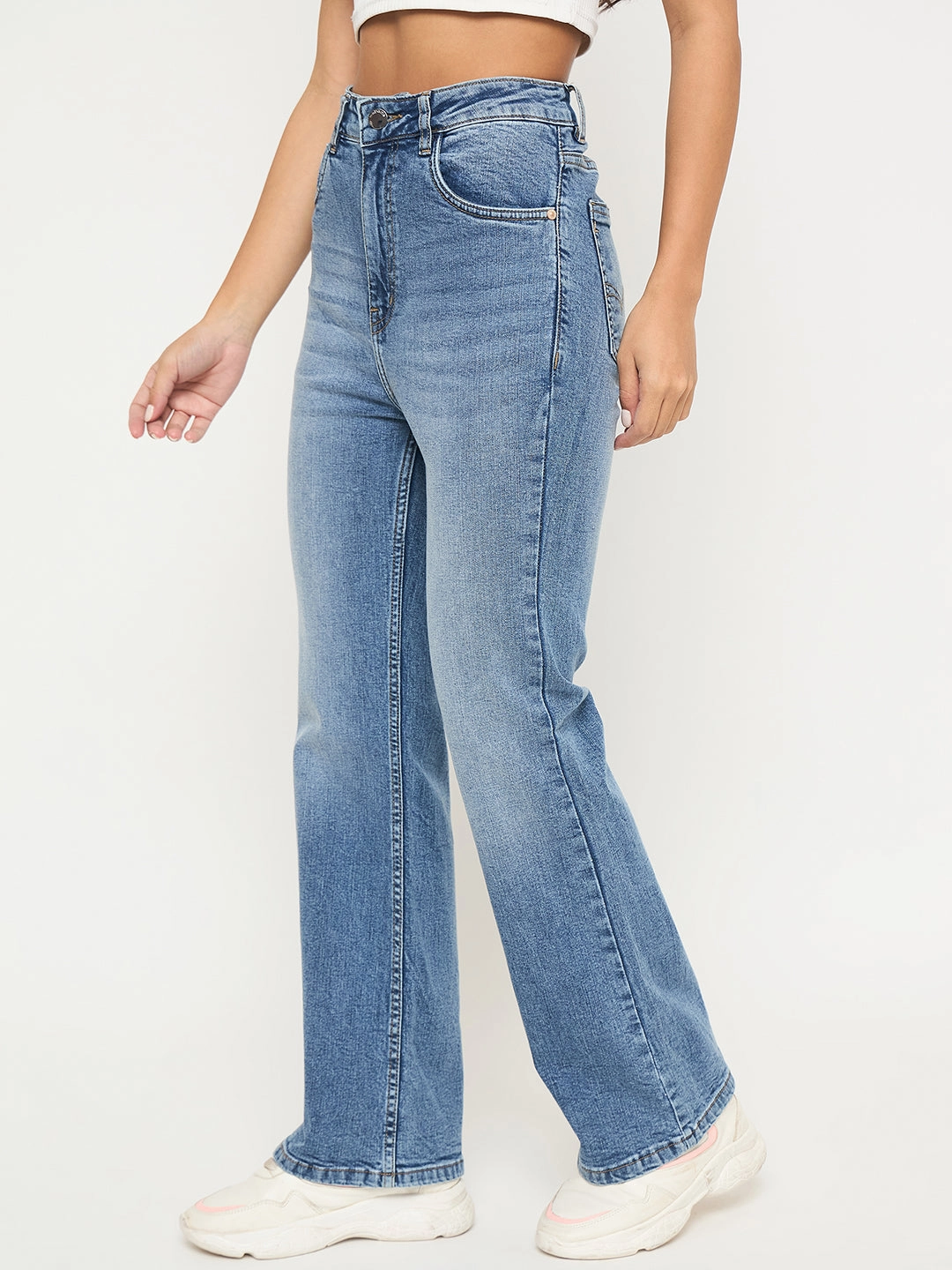 Night Out Neutral Textured Madame Whiskered Stone Wash Light Blue Jeans