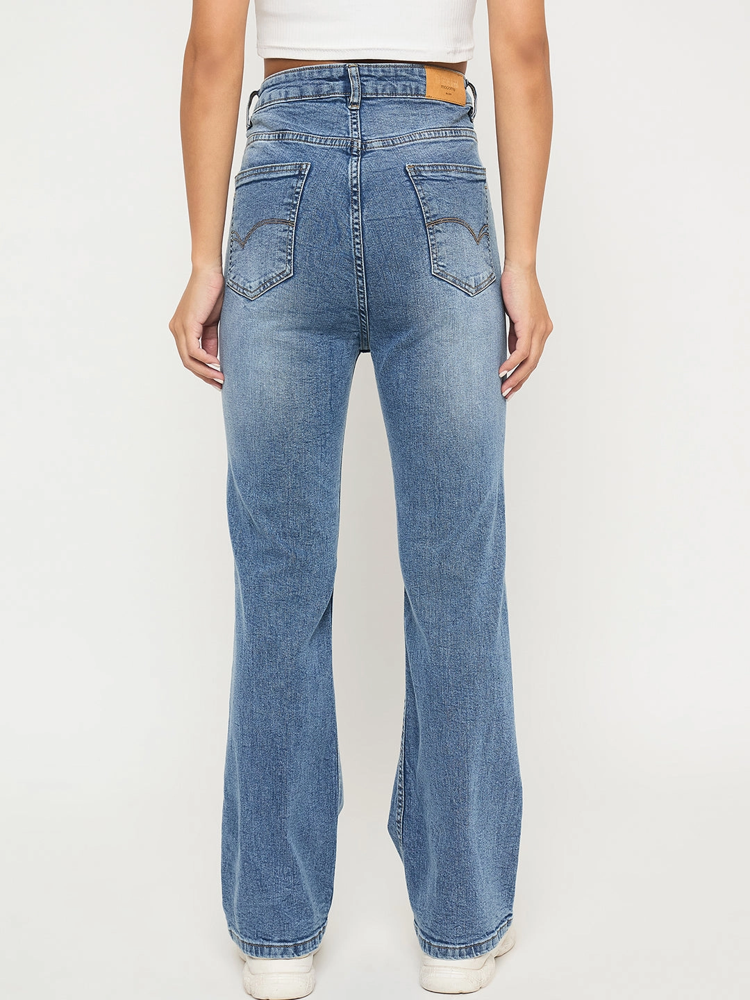 Street Style Madame Whiskered Stone Wash Light Blue Jeans