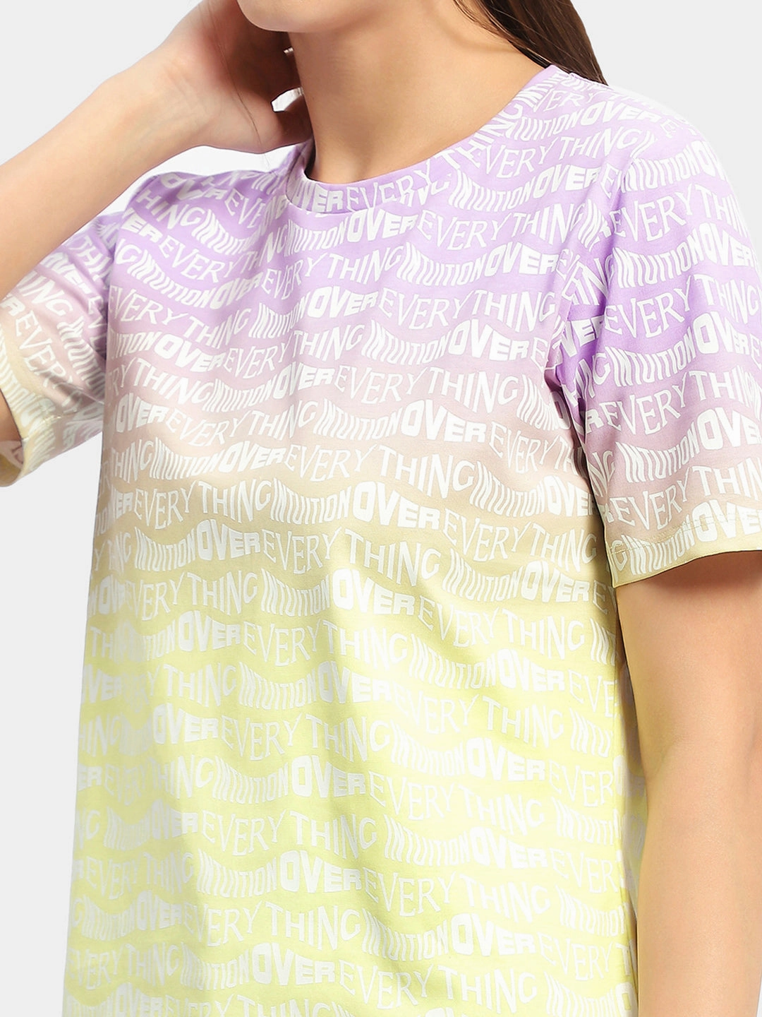 Madame Typography Purple Ombre Effect T-Shirt comfortable top