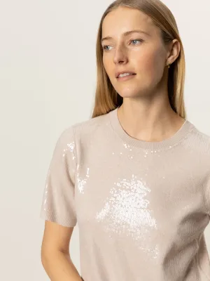 Sparkle Sequin Sweater Mother Of Pearl VentilatedMeshPaneling