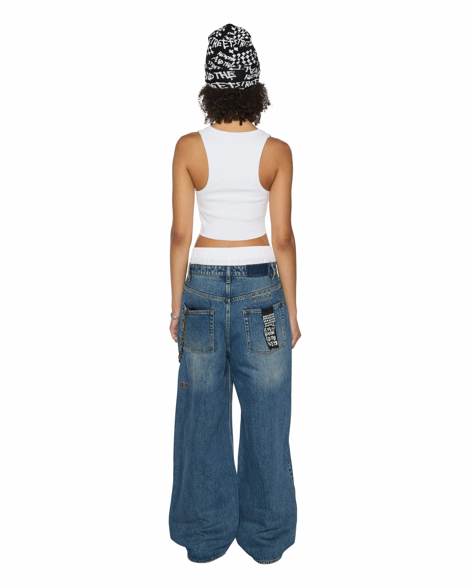 Low Profile Zipper Closure DoubleStitchedHem STACKED ORIGIN CROP WHITE