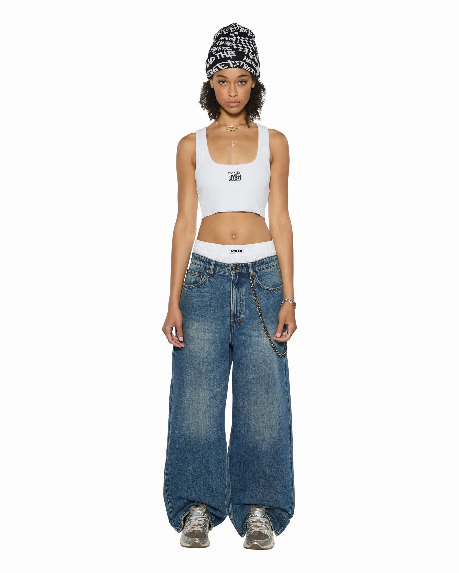Adjustable Shoulder Straps STACKED ORIGIN CROP WHITE