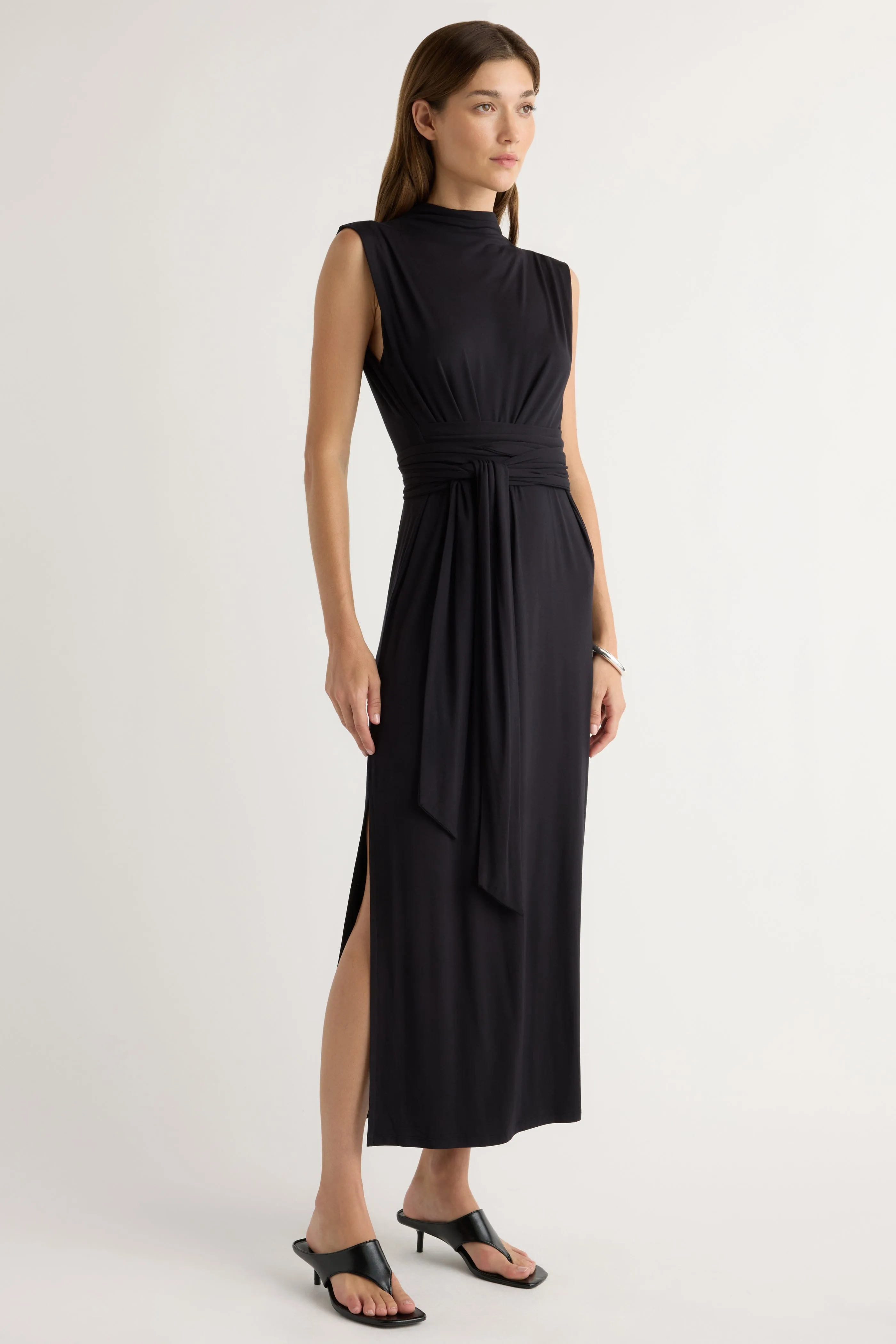 Unique Print Layering-Piece Eden Sleeveless Tie-Front Dress