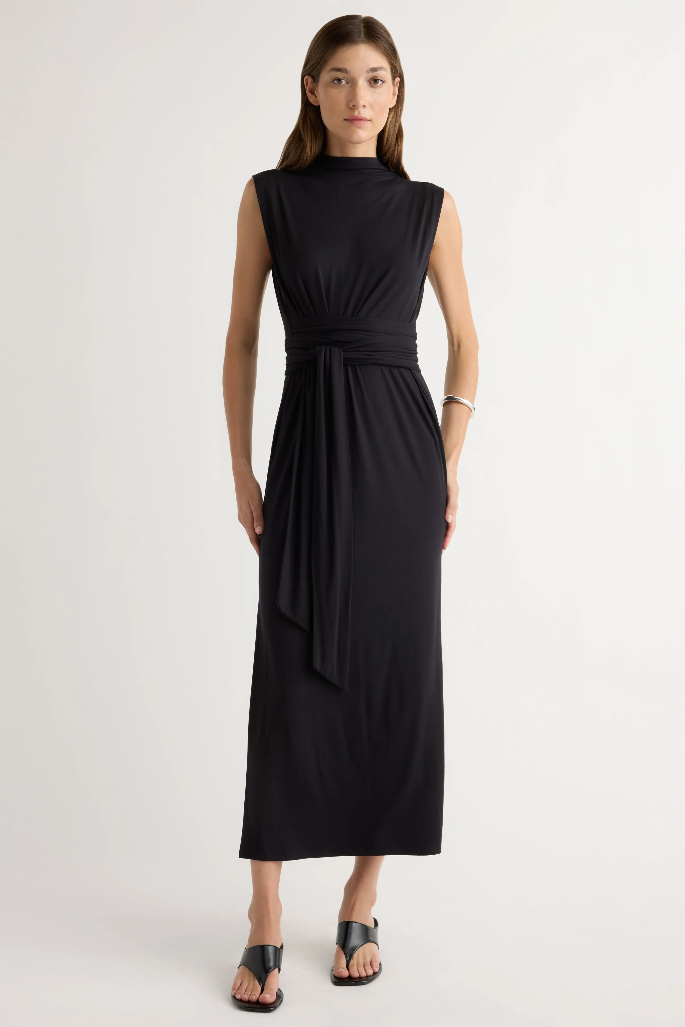 Earthy Hue Eden Sleeveless Tie-Front Dress