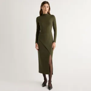Romantic Soft Layer Ready Suki Mock-Neck Side-Slit Dress