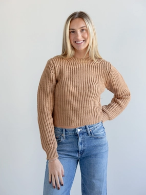 Versatile Comforted Tagless Design Farrah Knit Sweater Camel