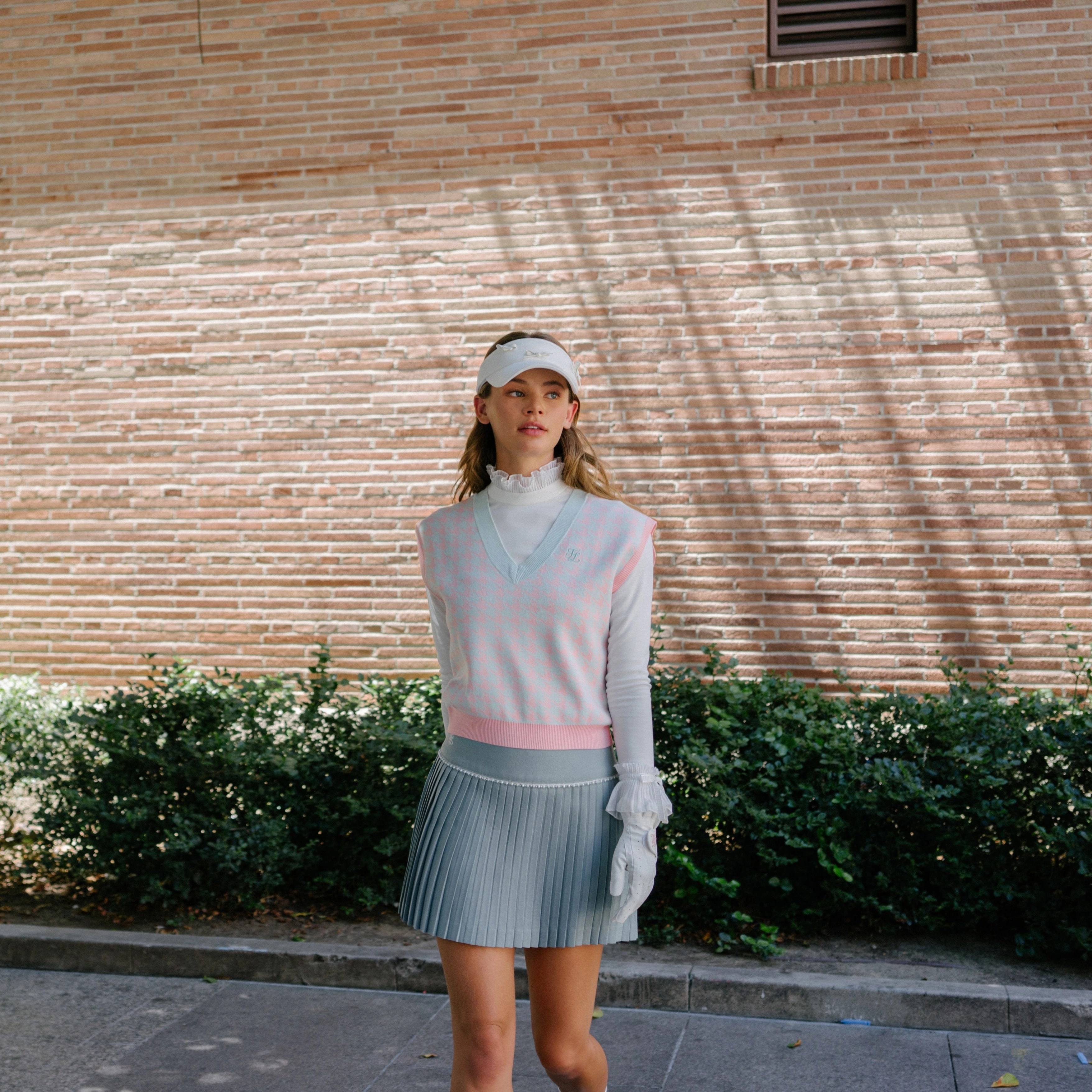 ElasticTrimming Temperature control Frill sleeve high neck t-shirt - Ivory