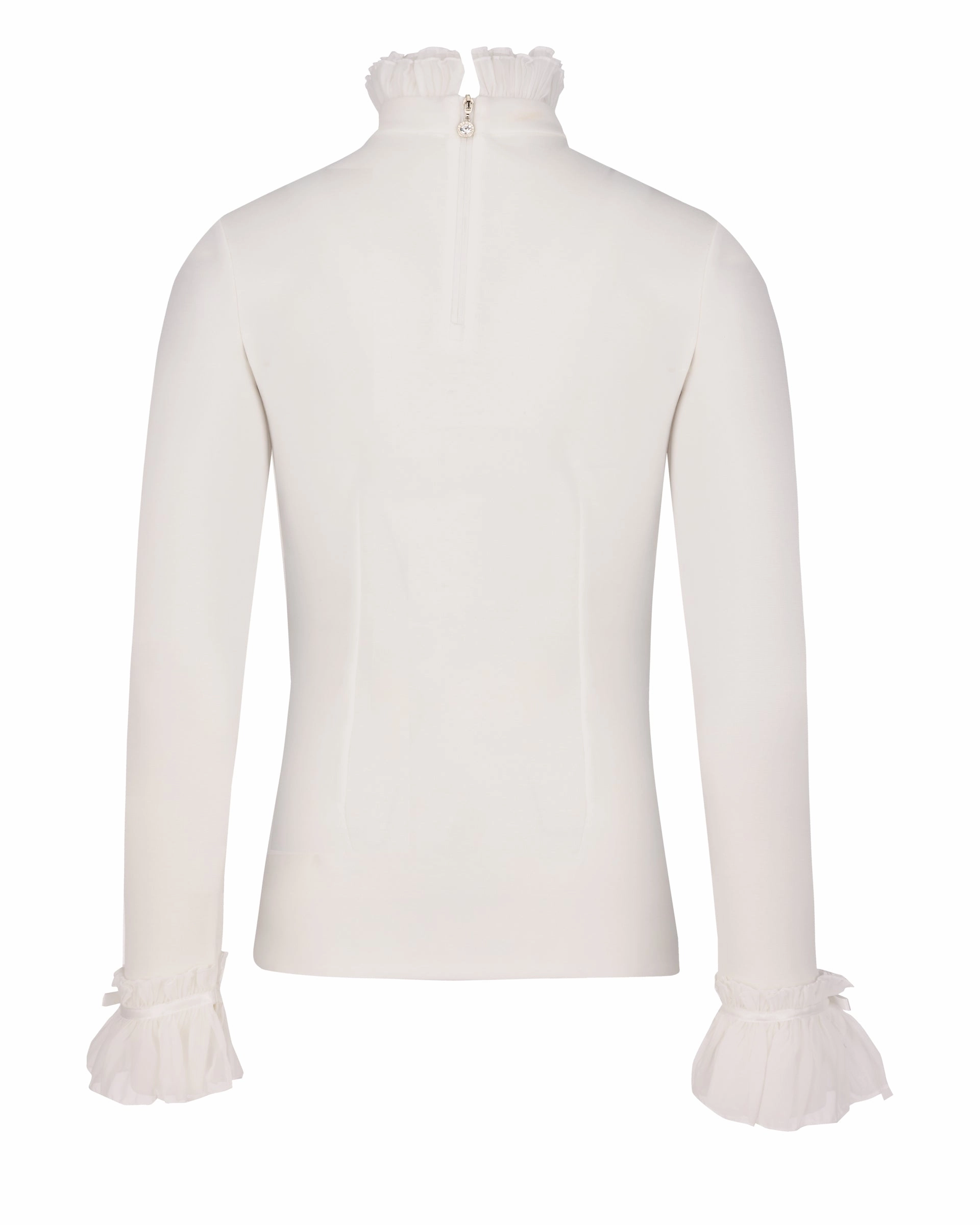Frill sleeve high neck t-shirt - Ivory FlexibleKnit AllDay Comfort Tech