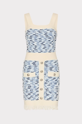 EcoConscious Production Fringed Textured Knit Mini Dress