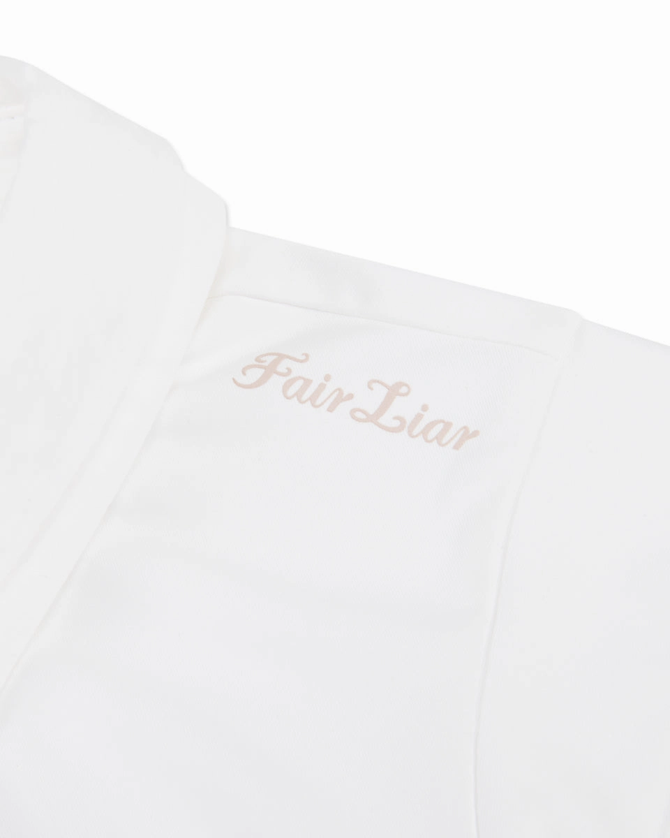 Airflow Weave Pattern AllPurpose Design Front shirring sleeveless t-shirt -White
