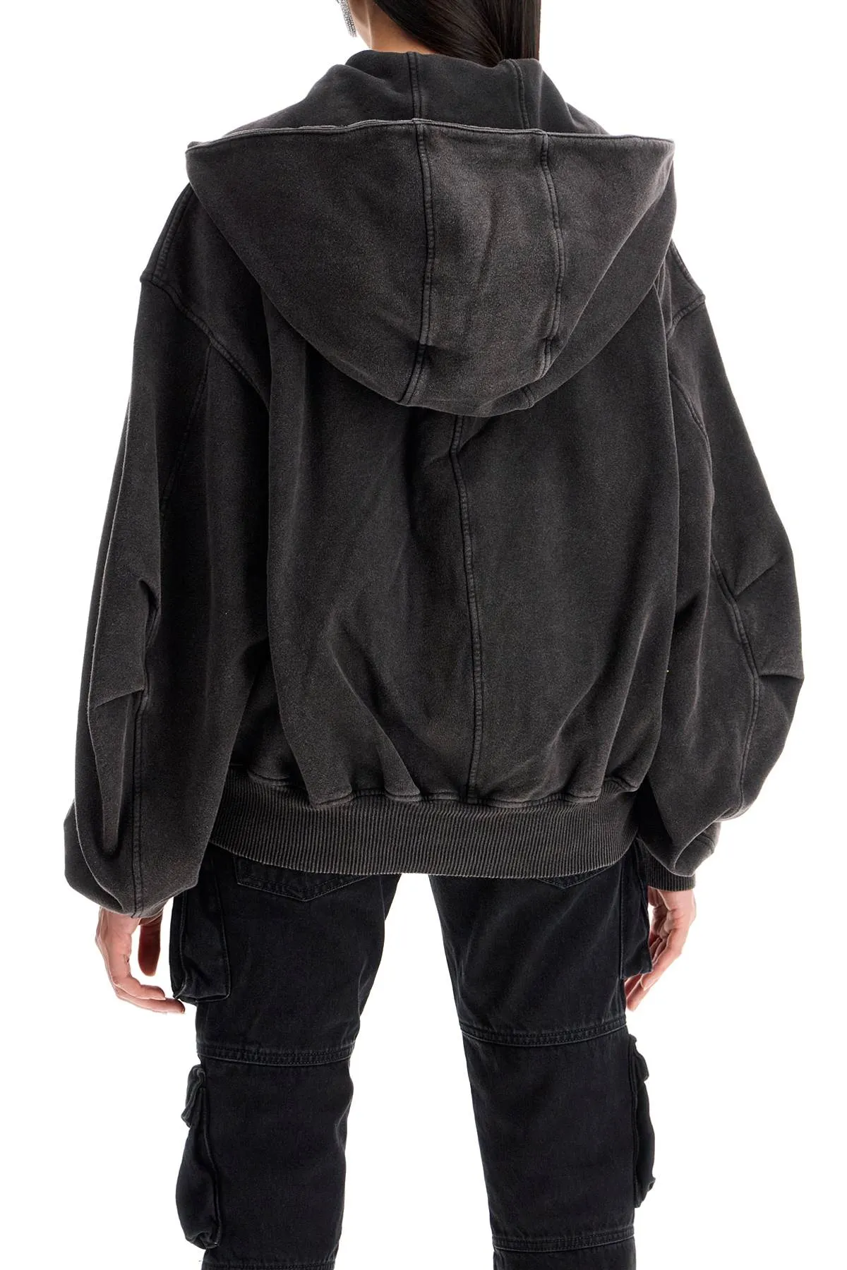 'full zip washed jersey sweatshirt with 247WCF15JF05 FADED BLACK
