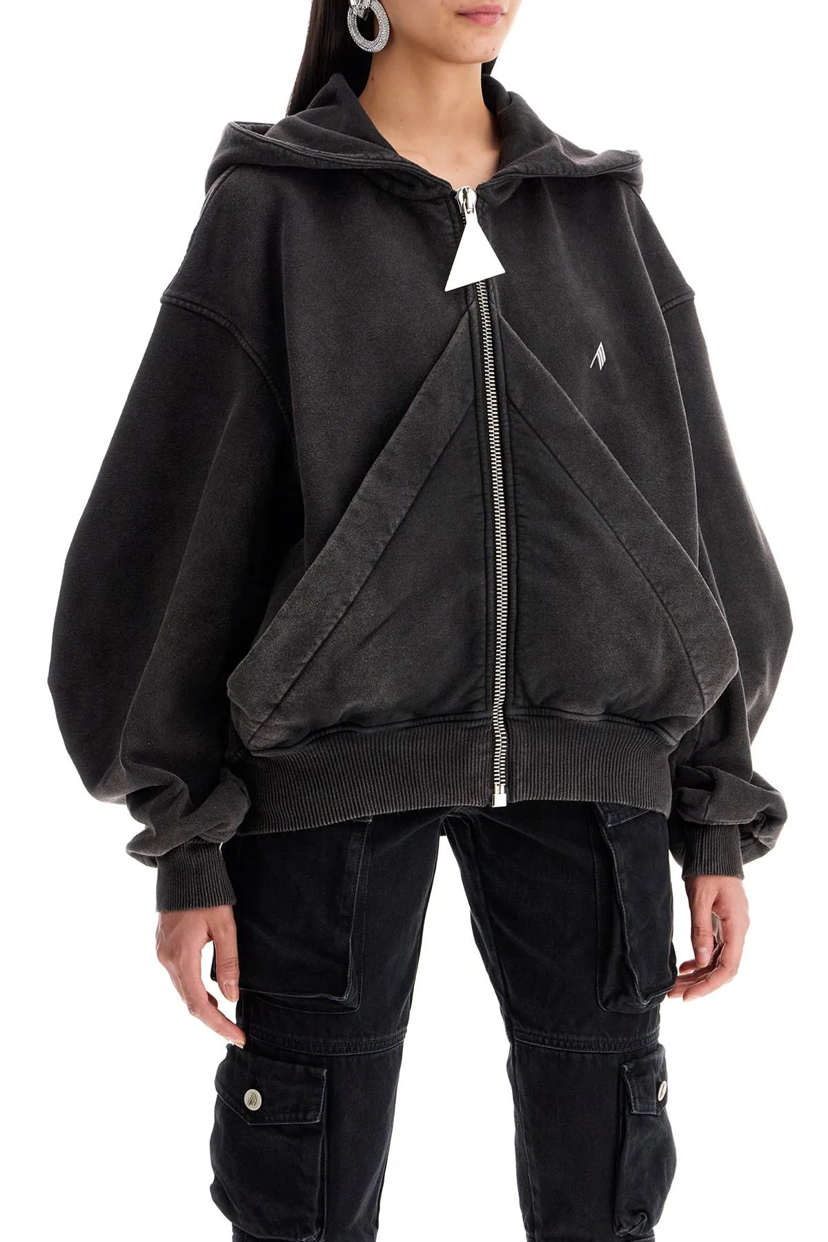 'full zip washed jersey sweatshirt with 247WCF15JF05 FADED BLACK