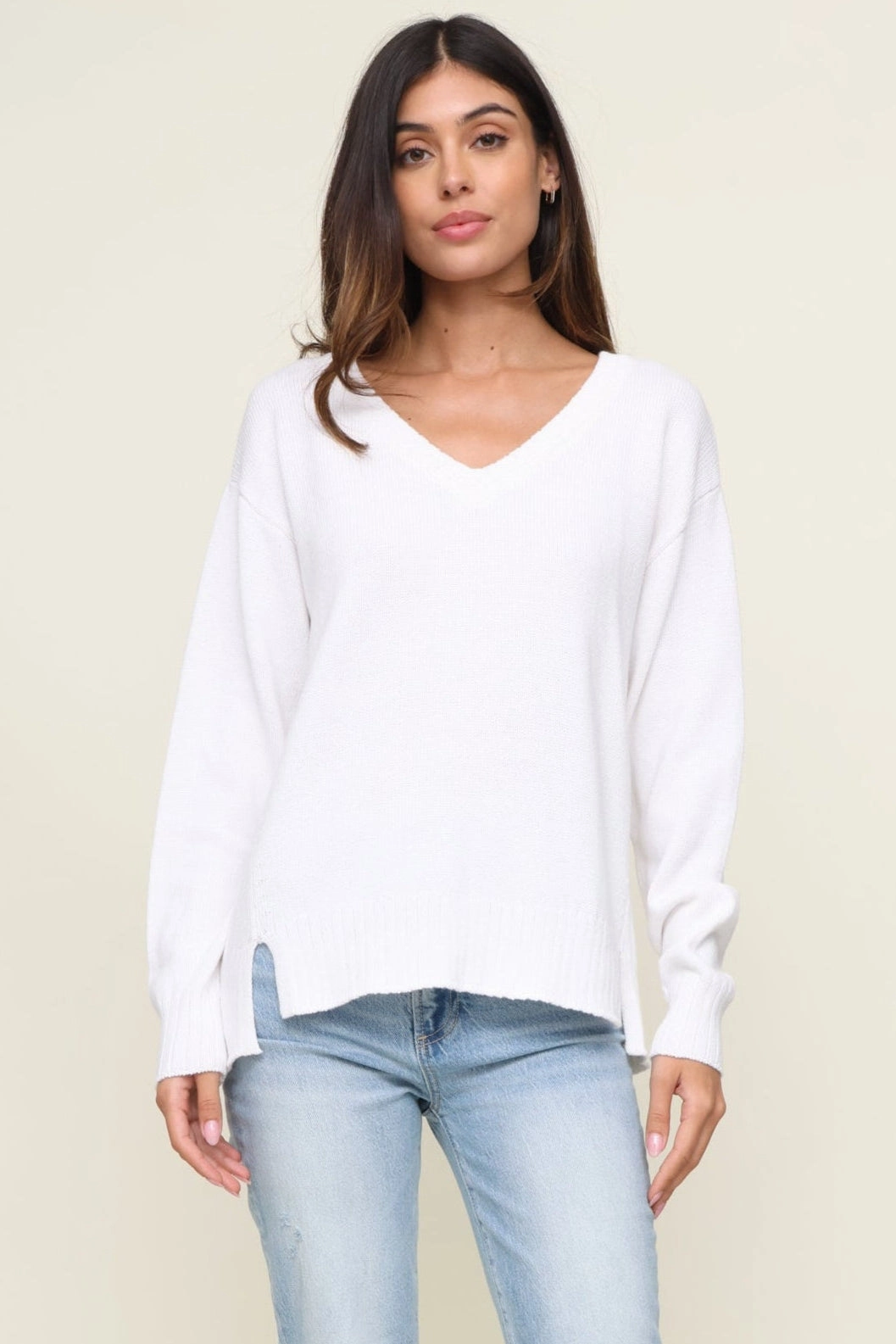 All Around V Neck Sweater Relaxed Crew Neck