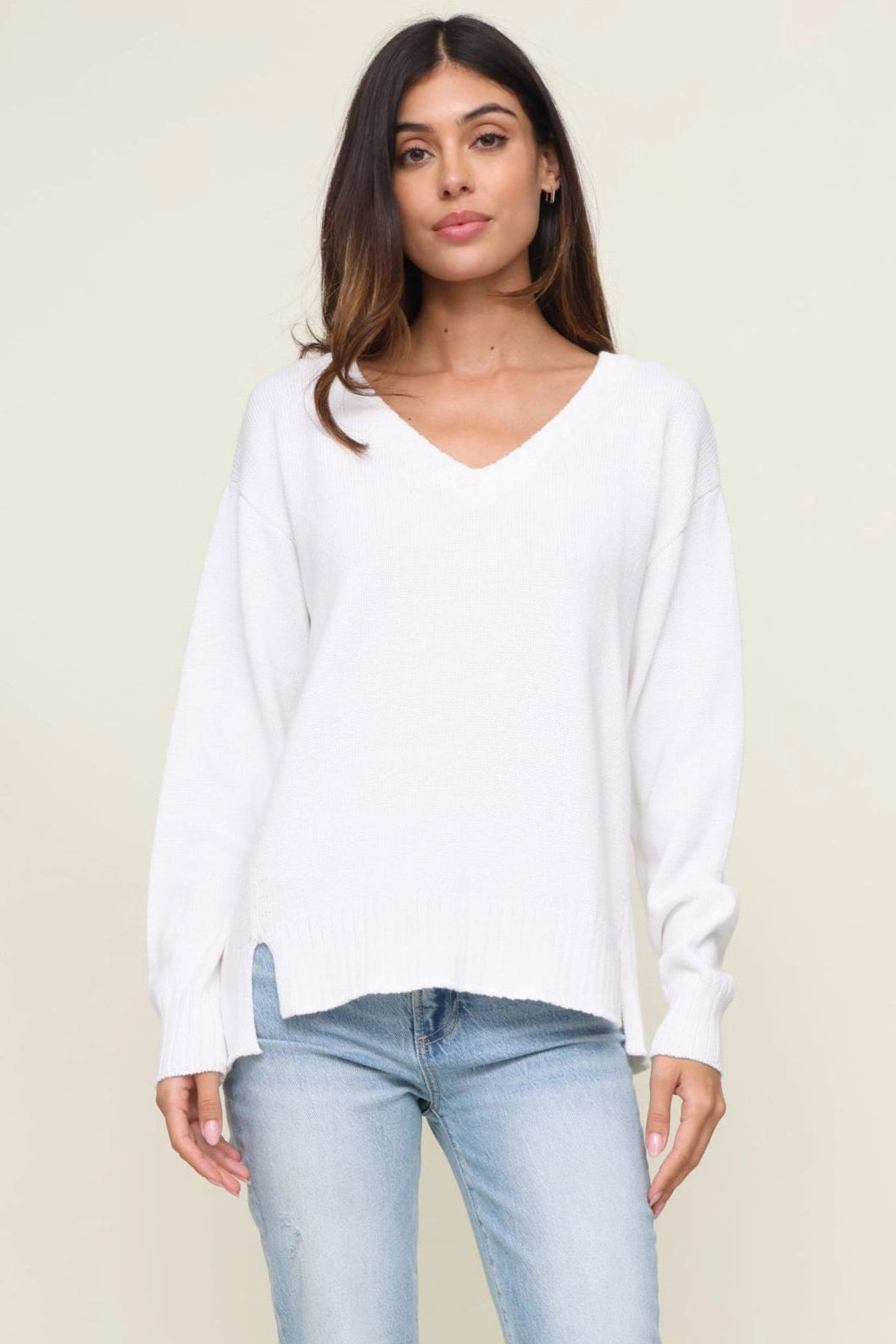 Microfiber Inner Layer All Around V Neck Sweater