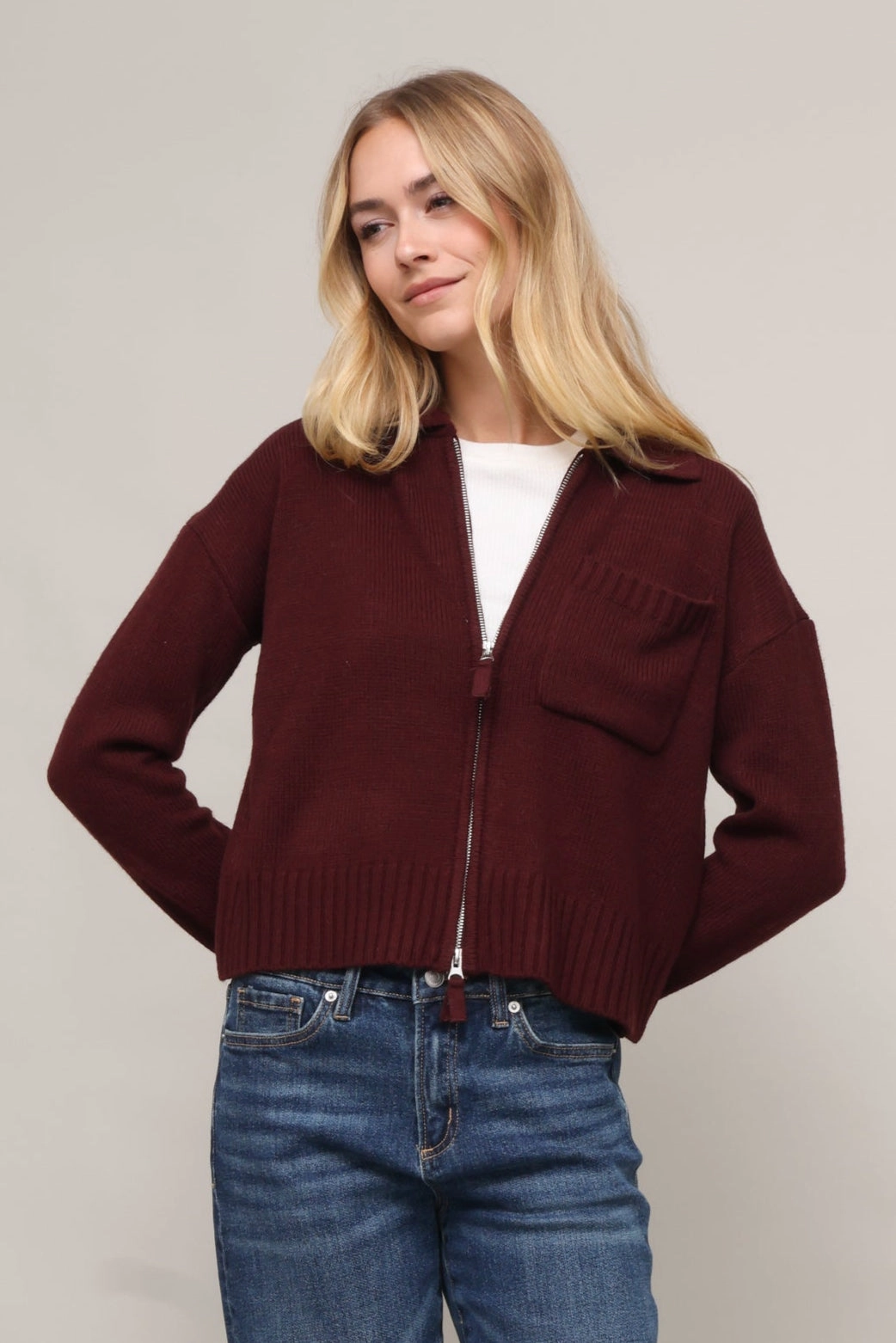 Full Zip Sweater Modern Comfort Mood Wear