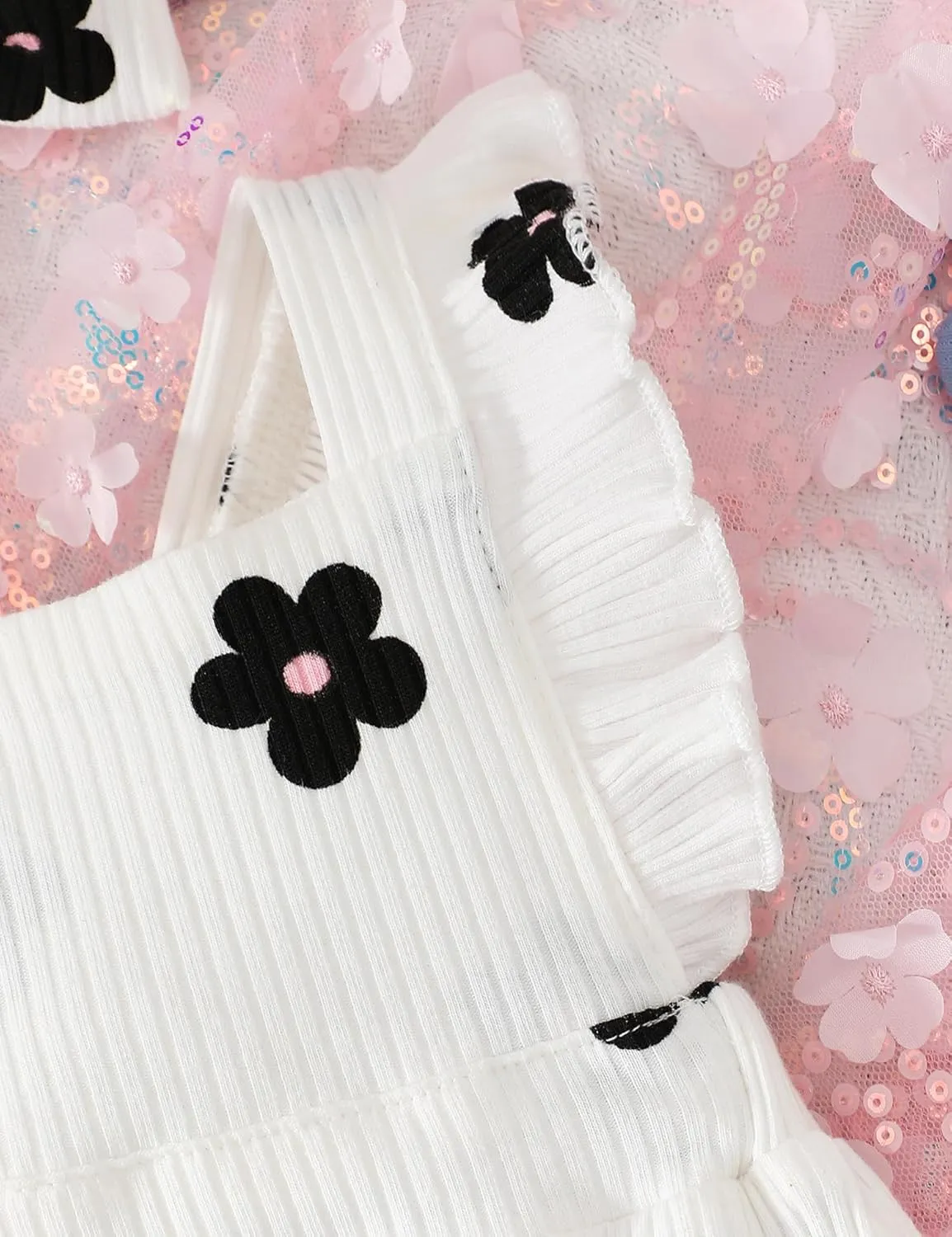 Fullfamous Baby Girl Ruffled Jumpsuit and Headband Set